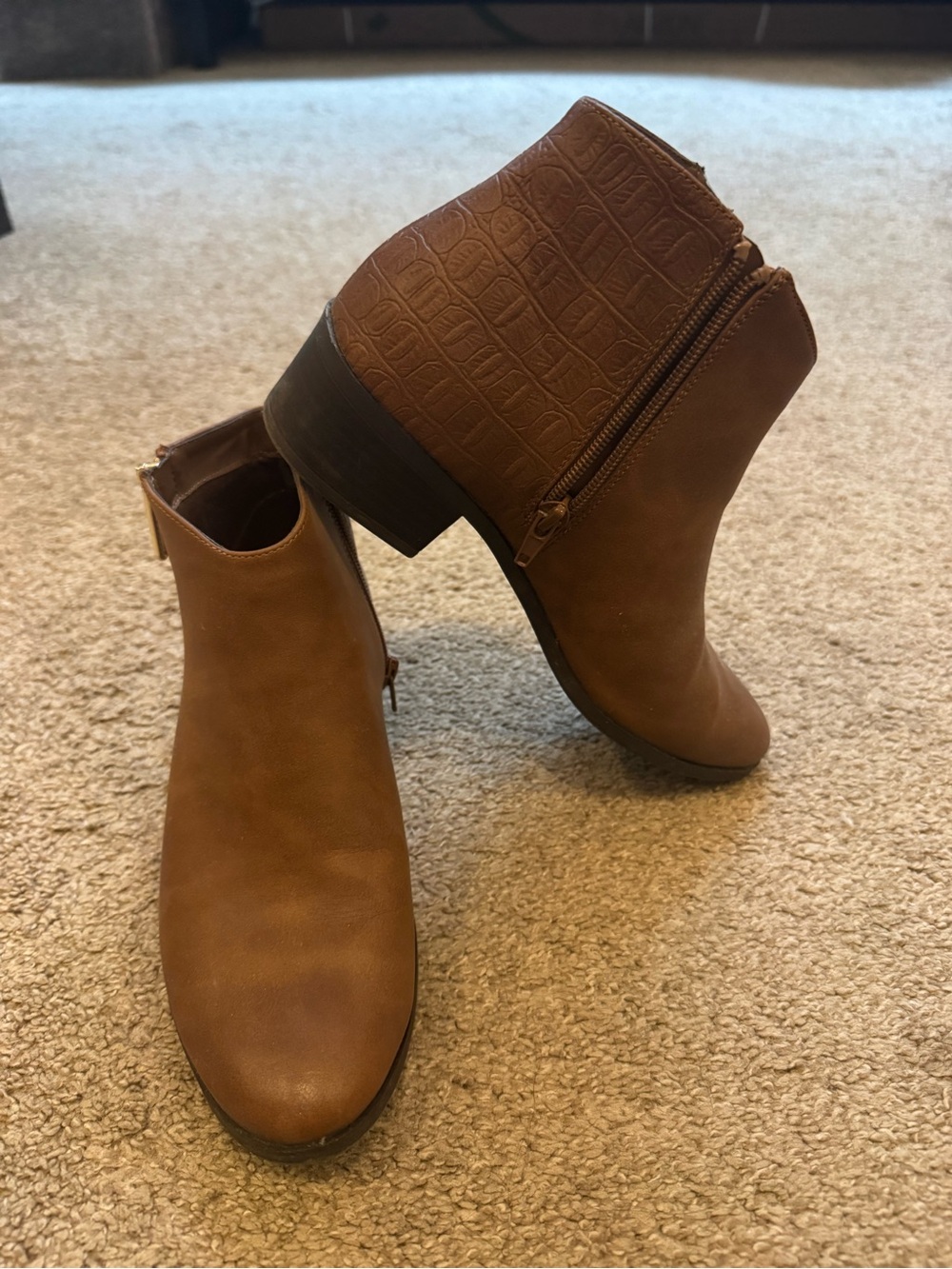 Call It Spring Brown Leather Ankle Booties - Picture 2 of 3